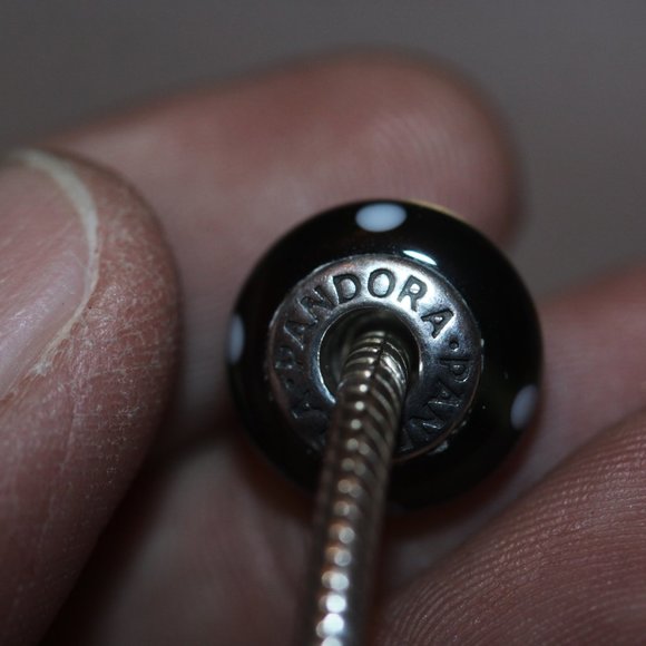 Authentic Pandora Sterling Grey Polka Dot Charm - Picture 3 of 3